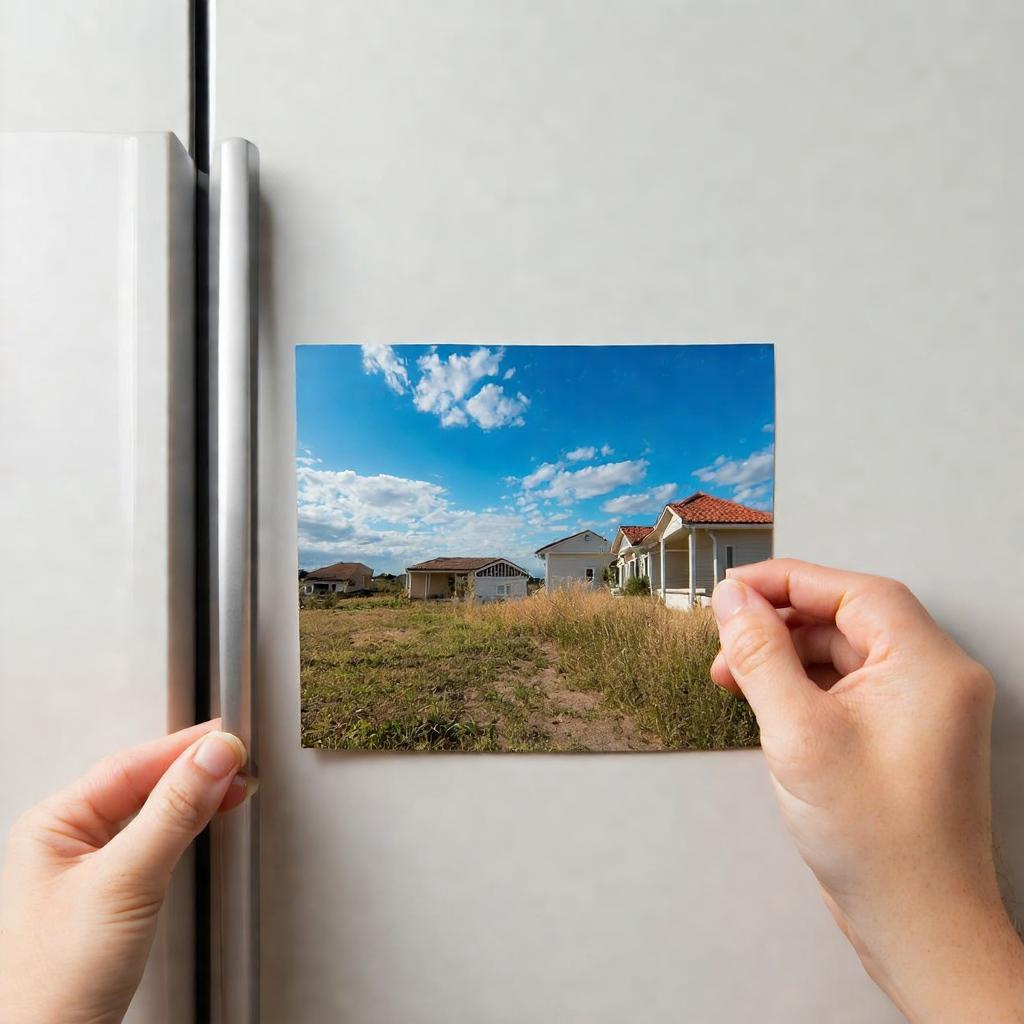 A magnet holds a picture on a fridge?